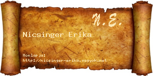 Nicsinger Erika névjegykártya